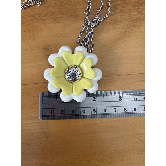 Brighton Corsage Daisy Flower Necklace Silver Tone Double Chain Extender 17-19" - Picture 6 of 12